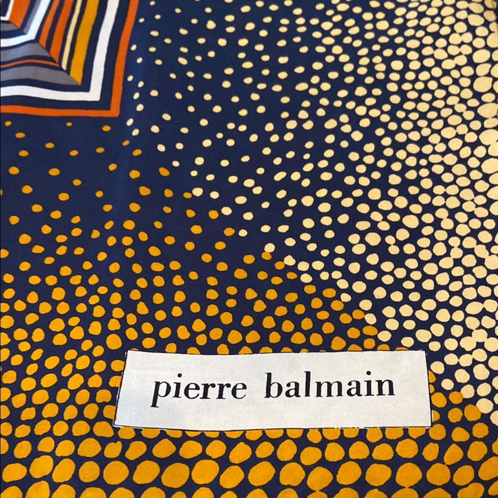 Pierre Balmain Navy and Mustard Dot Scarf